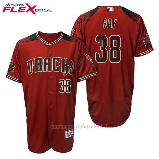 Maglia Baseball Uomo Arizona Diamondbacks 38 Robbie Ray Rosso Nero Alterner 20 Anniversario Flex Base